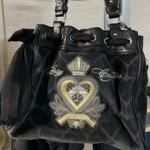 Vintage Juicy Couture Velour Black handbag purse tote